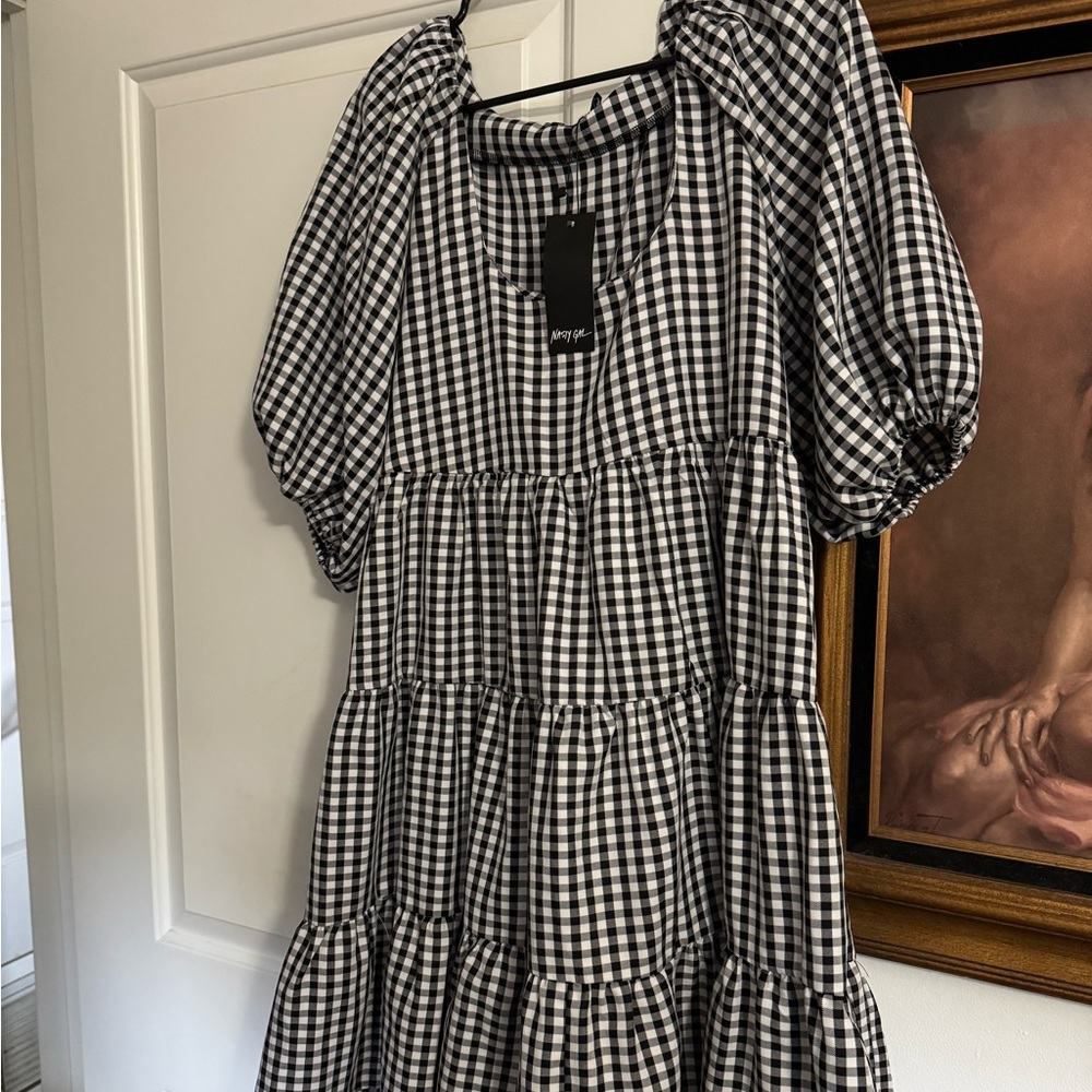 Nasty Gal Monochrome Gingham Blouse